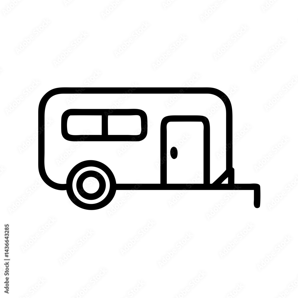 Simple graphic of a camper van with a door and window, showcasing travel and outdoor adventure design Simple graphic of a camper van with a door and window, showcasing travel and outdoor adventure design