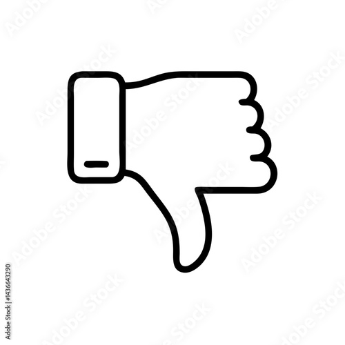Outline drawing of a hand with the thumb pointing down in a gesture of disapproval or dislike
