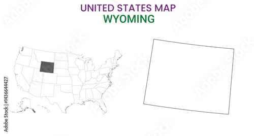 Wyoming map of USA state. Wyoming map vector illustration. Wyoming vector map on white background.