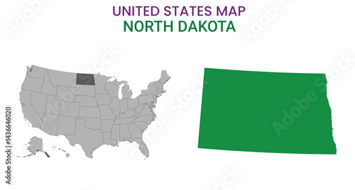 North Dakota map of USA state. North Dakota  map vector illustration. North Dakota  vector map on white background.