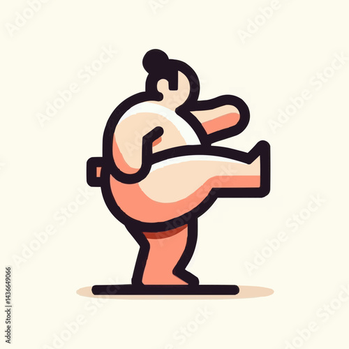 Stylized sumo wrestler with a dynamic pose in a minimalist design
