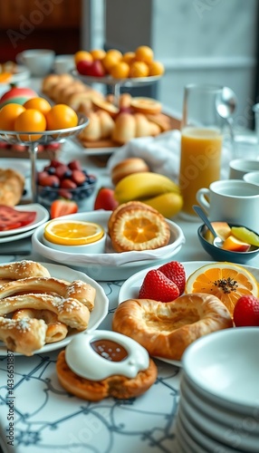 Wallpaper Mural table filled with plates and bowls of food Torontodigital.ca