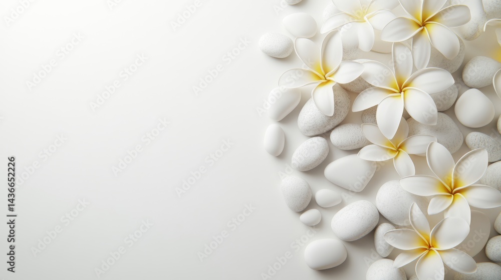 A stacked stone arrangement embellished with flowers and natural elements creates a tranquil atmosphere that promotes holistic wellness A stacked stone arrangement embellished with flowers and natural elements creates a tranquil atmosphere that promotes holistic wellness