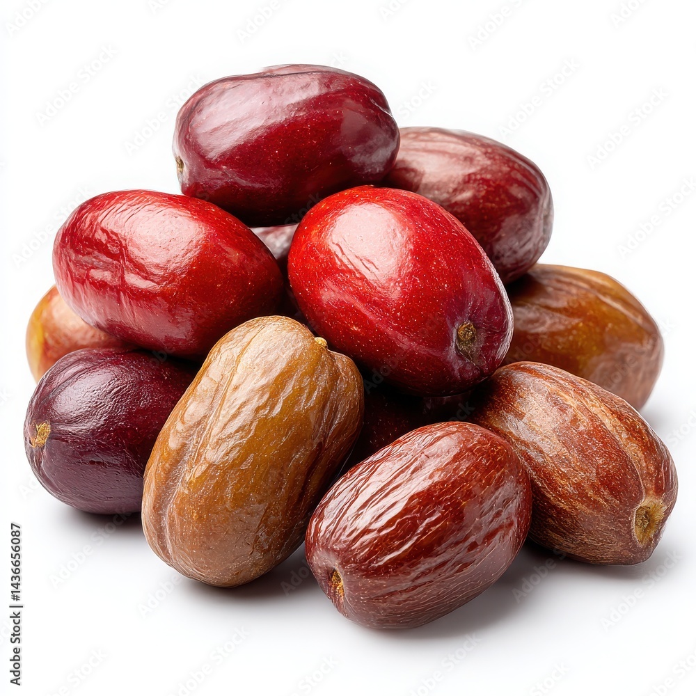 Obraz premium Pile of fresh jujube fruits isolated on white background