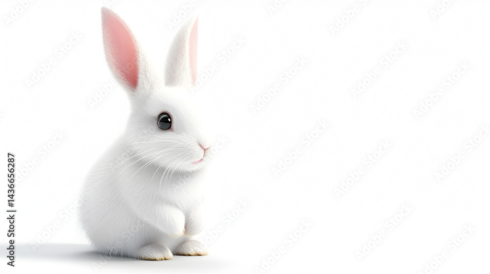 Obraz premium A white rabbit is sitting