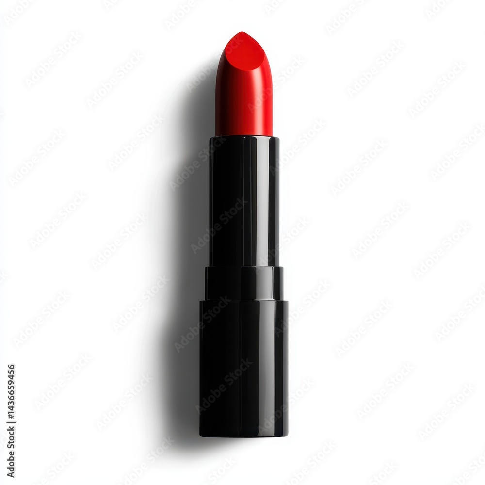 Red lipstick tube on a clean backdrop view Red lipstick tube on a clean backdrop view