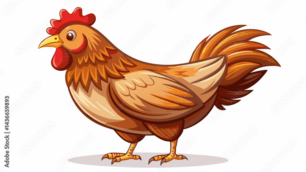 Fototapeta premium full body of brown chicken hen standing isolated white backgroun