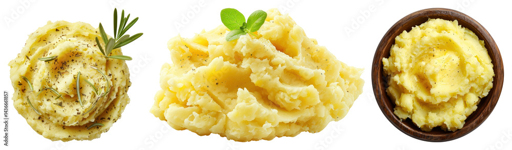 PNG Creamy mashed potatoes variety, element set on transparent background