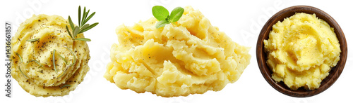 PNG Creamy mashed potatoes variety, element set on transparent background