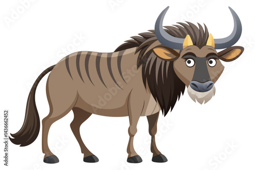 Wildebeest cartoon isolated on white.
