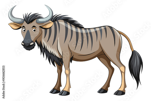 Wildebeest cartoon isolated on white.