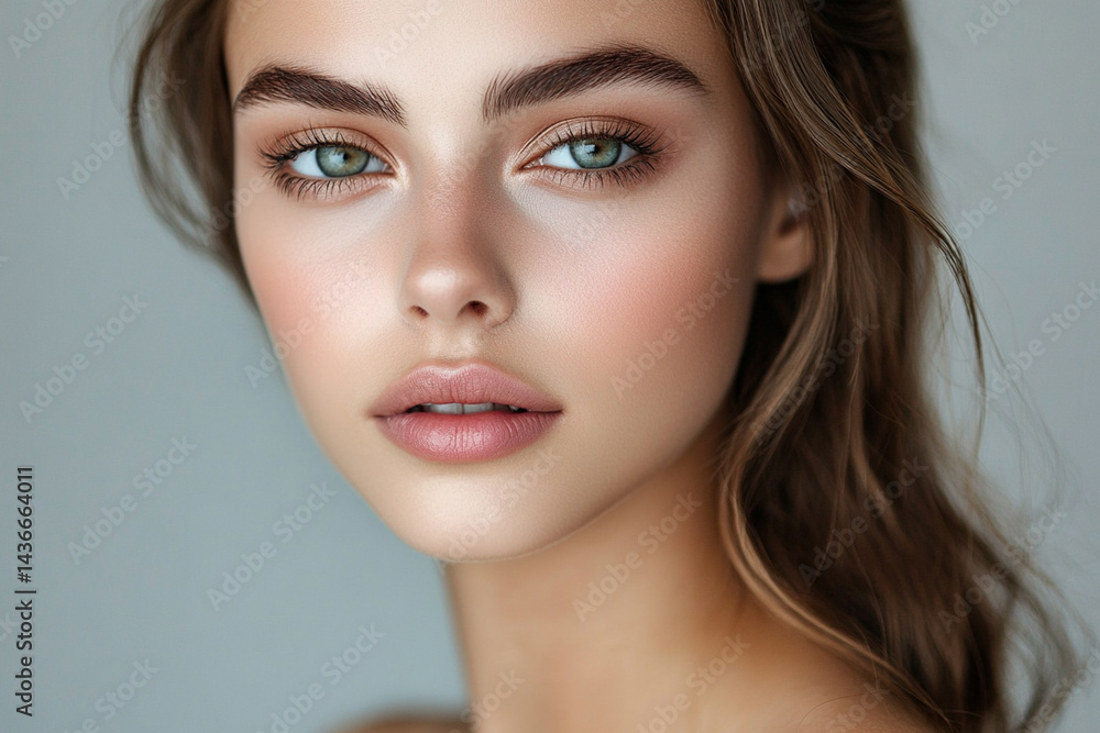 Cosmetic studio portrait of a beautiful young woman with makeup. Close-up. Beauty industry, cosmetology, ideal skin Cosmetic studio portrait of a beautiful young woman with makeup. Close-up. Beauty industry, cosmetology, ideal skin