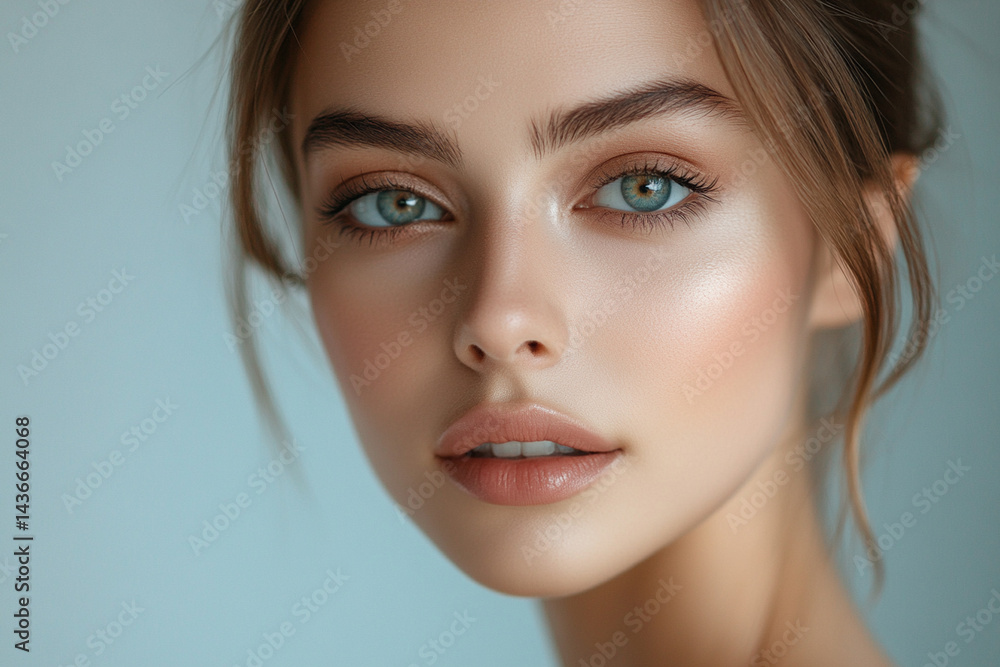 Cosmetic studio portrait of a beautiful young woman with makeup. Close-up. Beauty industry, cosmetology, ideal skin Cosmetic studio portrait of a beautiful young woman with makeup. Close-up. Beauty industry, cosmetology, ideal skin