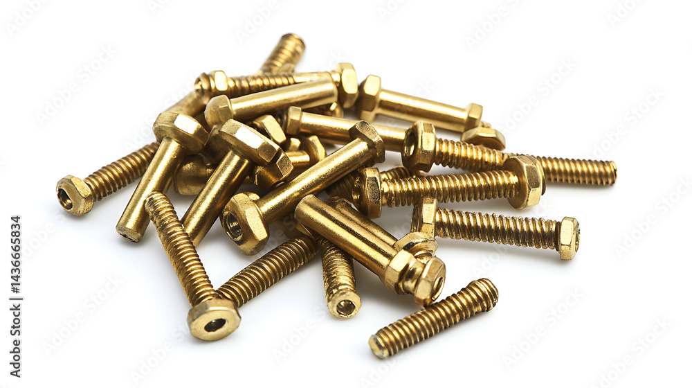 Gleaming Gold Machine Screws Pile Closeup High-Resolution. Gleaming Gold Machine Screws Pile Closeup High-Resolution.