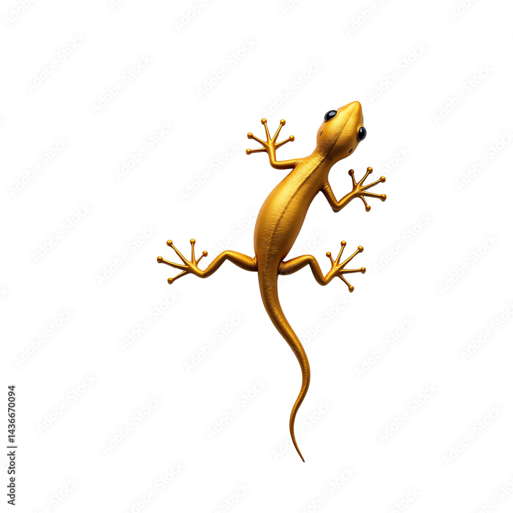 Naklejka premium A golden lizard on a solid background.