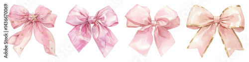 Obraz na płótnie PNG Elegant pink decorative bows, element set on transparent background w salonie