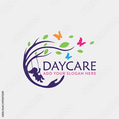 daycare healthcare charity logo design vector