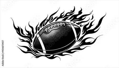 A football with flames coming out of it