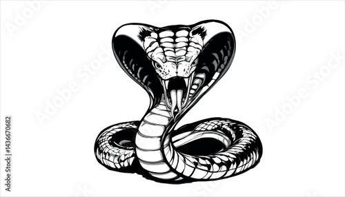 A black and white image of a snake