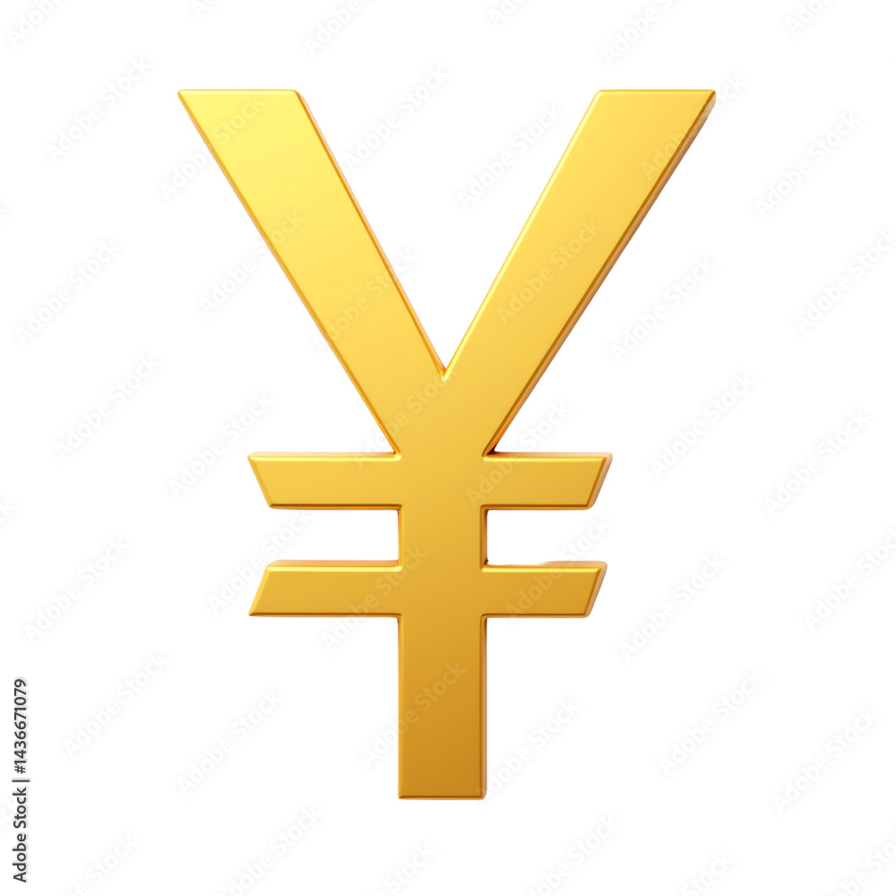Golden yen symbol representing financial value. Golden yen symbol representing financial value.