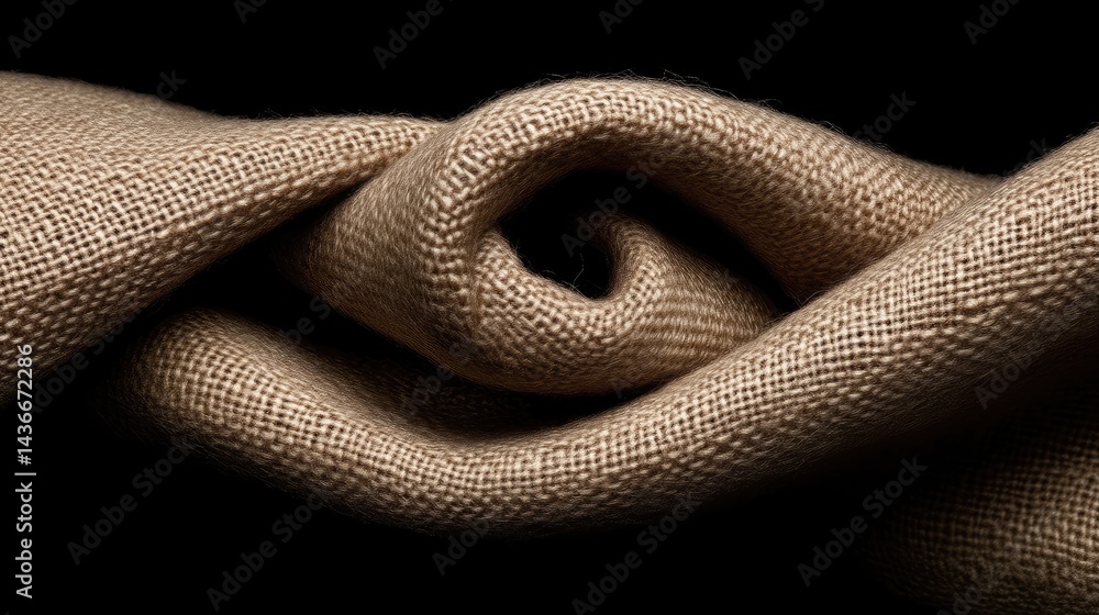 Fototapeta premium Beige fabric draped in a dynamic swirl