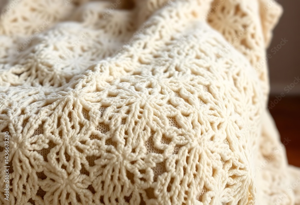 white crocheted blanket sitting on top of a wooden floor white crocheted blanket sitting on top of a wooden floor