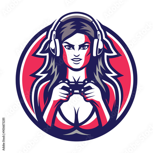 Female gamer with headphones and controller (2)
