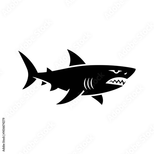 Menacing Marine Marvel: A stark, high-contrast image of a fearsome shark, its silhouette highlighting its predatory nature with sharp teeth.