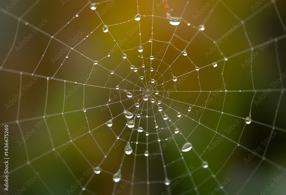 Fototapeta premium spider web with drops of water on it