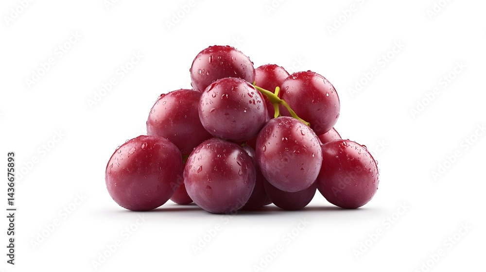 Fresh Red Grapes with Water Droplets Isolated on Clean Background Fresh Red Grapes with Water Droplets Isolated on Clean Background