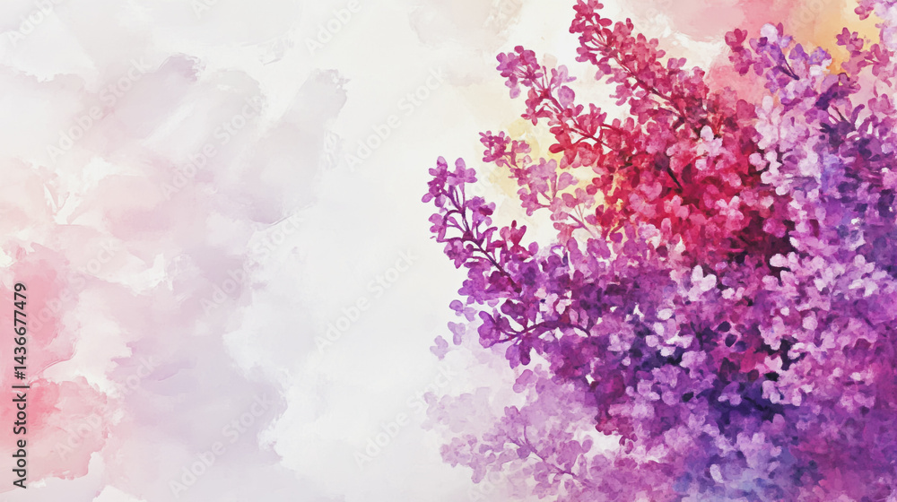 watercolor botanical Lilac flowers texture template background.Elegant wedding invitation card background . Minimal hand painted Design for wedding or Valentine's Day watercolor botanical Lilac flowers texture template background.Elegant wedding invitation card background . Minimal hand painted Design for wedding or Valentine's Day