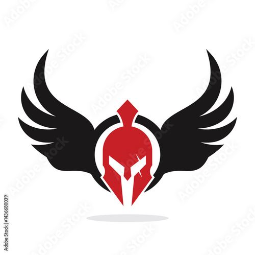 Spartan Warrior Helmet with Wings Emblem Badge Logo design