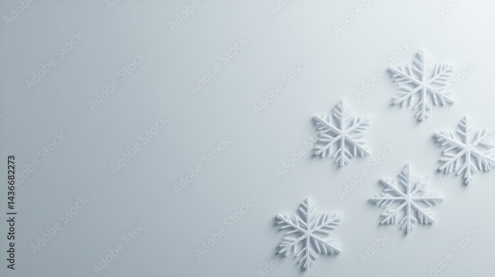 Delicate snowflakes arranged gracefully, showcasing intricate pa Delicate snowflakes arranged gracefully, showcasing intricate pa