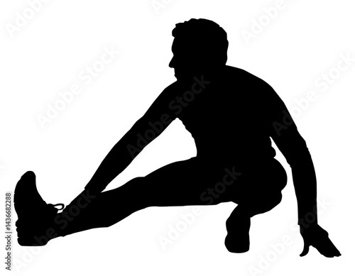 man stretching silhouette outdoors, fitness exercise, flexibility training, active lifestyle, wellness, healthy routine