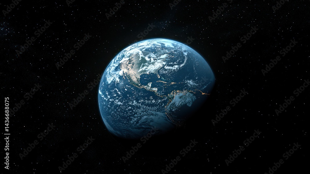 Earth seen from space showing continents oceans and cloud cover. Earth seen from space showing continents oceans and cloud cover.
