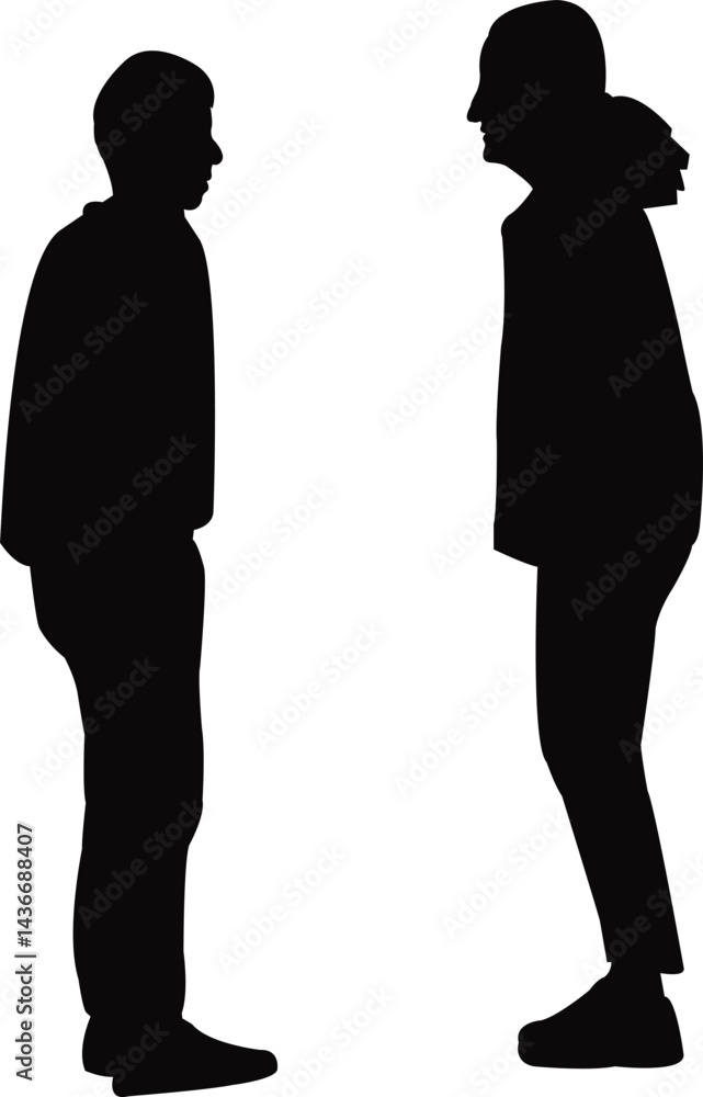 a couple making chat, silhouette vector a couple making chat, silhouette vector