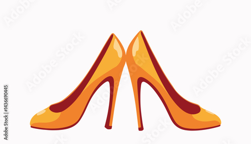Vibrant orange high heels showcasing modern footwear design, fashion concept