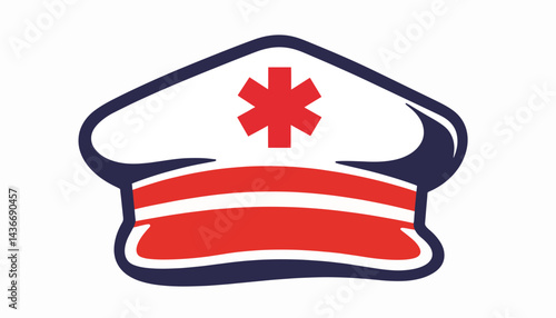 Paramedic cap illustration with cross symbol on white background, emergency concept