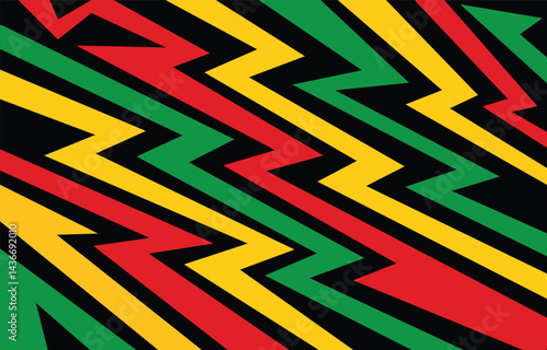 Abstract background with Jamaican color zigzag pattern