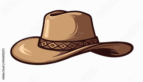 Illustration of rustic shepherd's hat with decorative style, craftsmanship