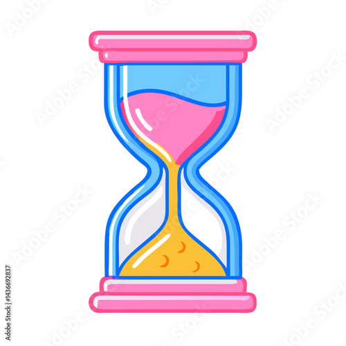 Colorful Hourglass Icon with Pink and Blue Design on Transparent Background
