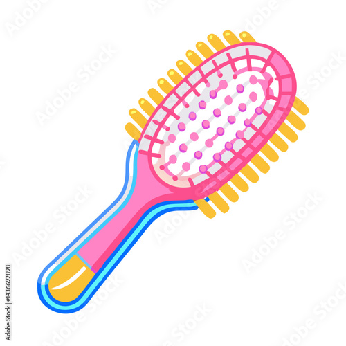 Stylish Pink Hair Brush Icon on White Background
