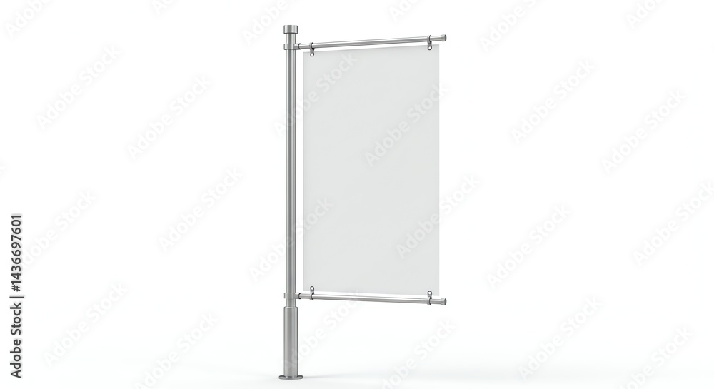 Displaying Blank Hanging Banner on Metal Pole for Promotion Displaying Blank Hanging Banner on Metal Pole for Promotion