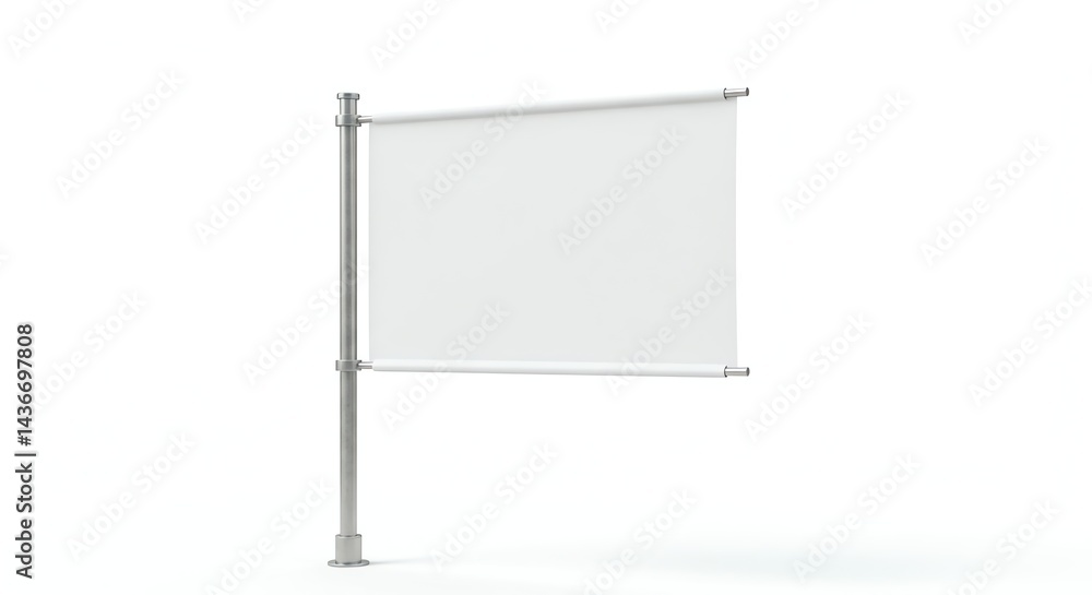 Obraz premium Blank White Banner Display on Metal Stand Advertisement Mockup