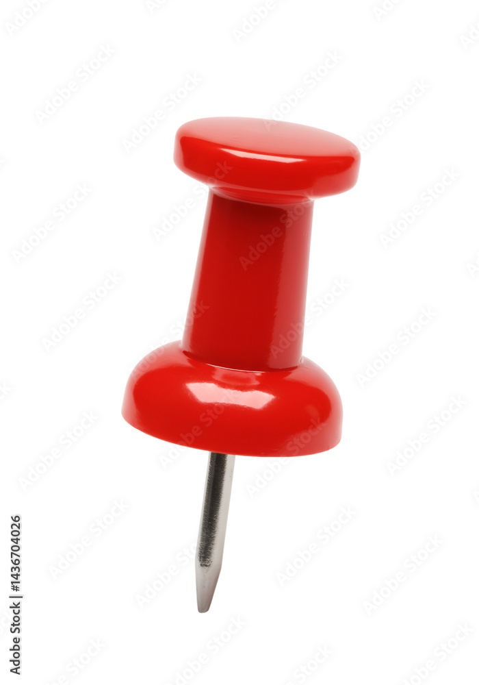 Shiny red pushpin with sharp point isolated on transparent background Shiny red pushpin with sharp point isolated on transparent background