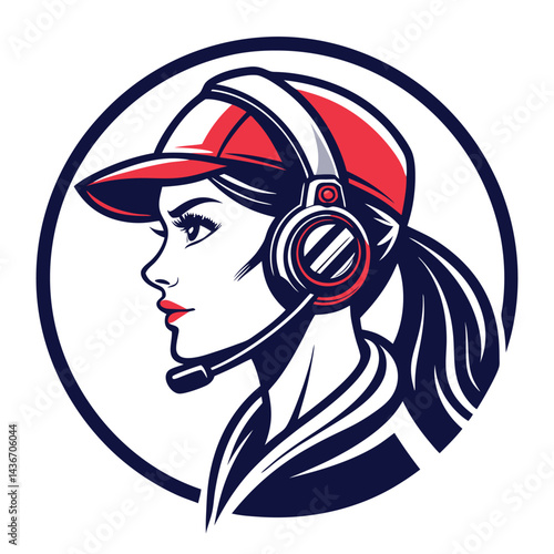 Female avatar with headphones and cap