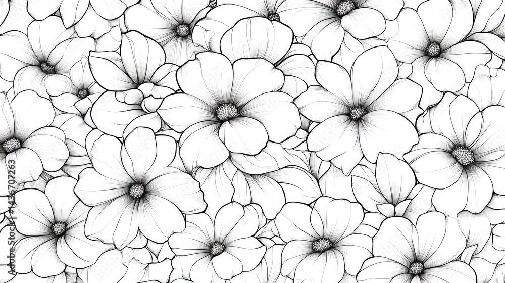 Detailed black and white floral pattern design Detailed black and white floral pattern design