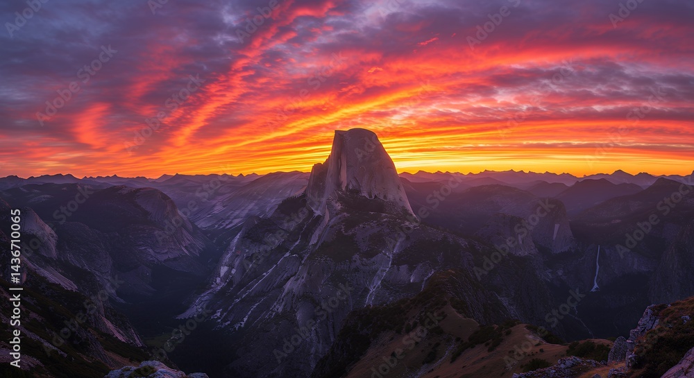 Fototapeta premium Half Dome Mountain Sunset Landscape