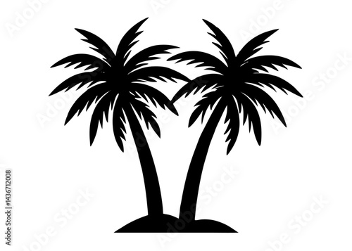Silhouette of Twin Palms: A pair of majestic palm trees, captured in elegant silhouette against a serene setting, inviting thoughts of tropical paradises and relaxing retreats.