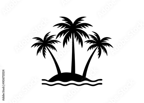 Island Palms: A silhouette of three palm trees on a small island, evoking a sense of tropical paradise, relaxation, and natural beauty.